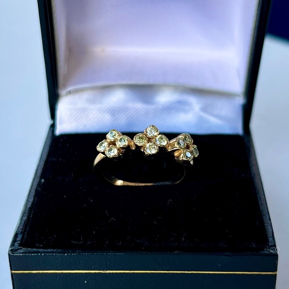 Banana Republic Stacking Ring Set in Yellow Gold-tone w/ Green & Black Gemstones - Picture 5 of 13